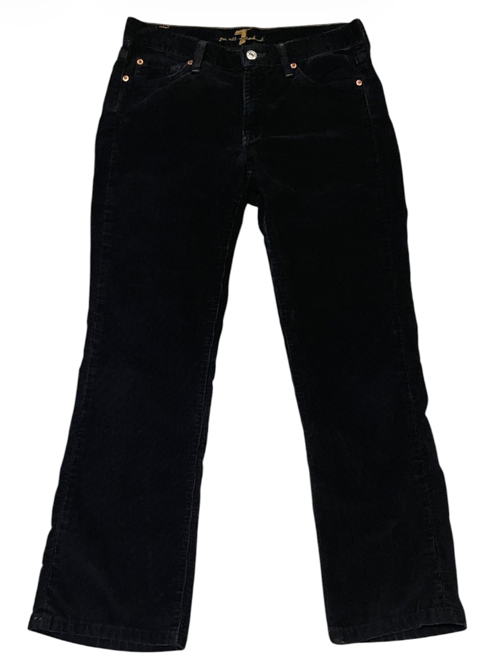 Women's VTG 7 For All Mankind Black Bootcut Corduroy Pants size 27
